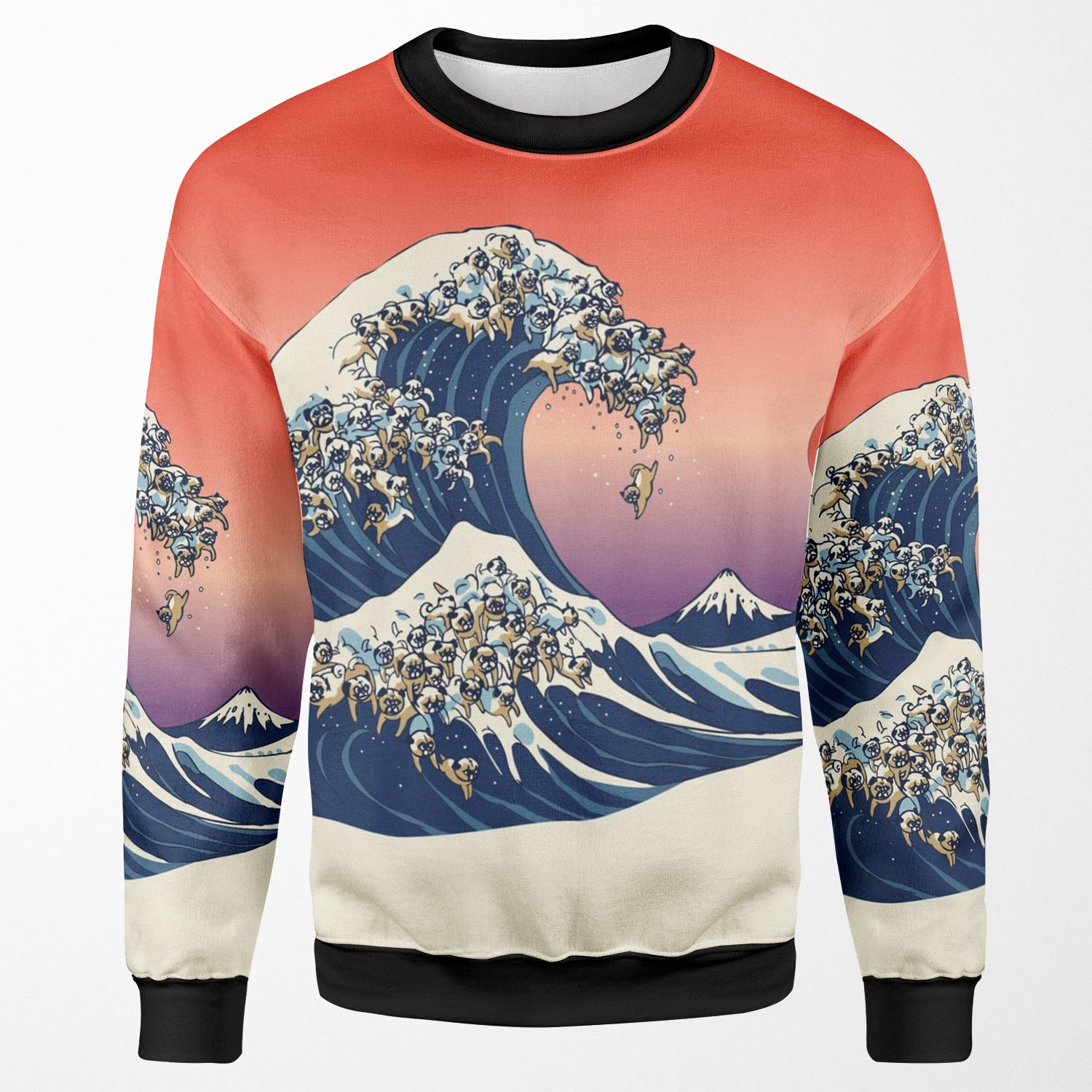 The Great Wave Of Pug All-over-print Unisex Sweatshirt