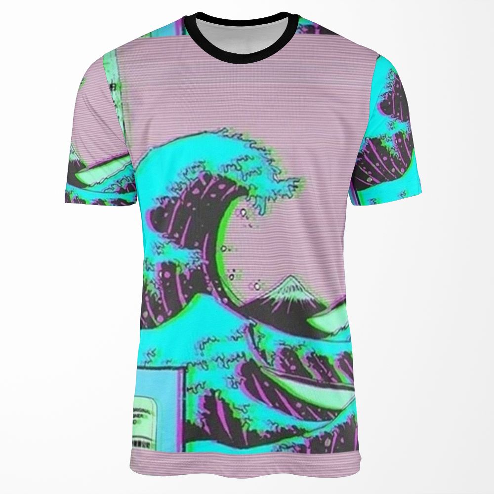 The Great Wave Off Vaporwave Kanagawa All-over-print T-shirt