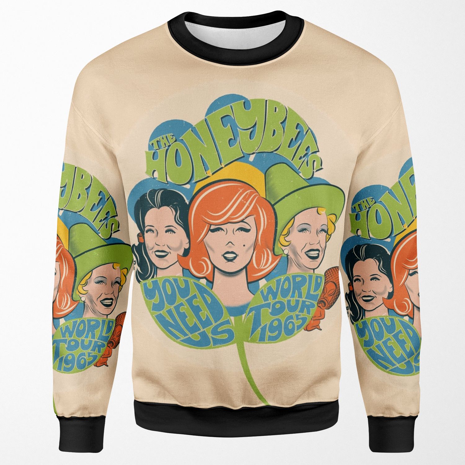 The Honeybees World Tour 1965 Faded Version All-over-print Unisex Sweatshirt