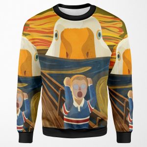 The Honk Goose The Scream Famous Painting Parody Untitled Meme Hjonk Bonk Canvas Comic Con Annoying Duck Knife Peace Was Never An Option Thematic Gift All-over-print Unisex Sweatshirt