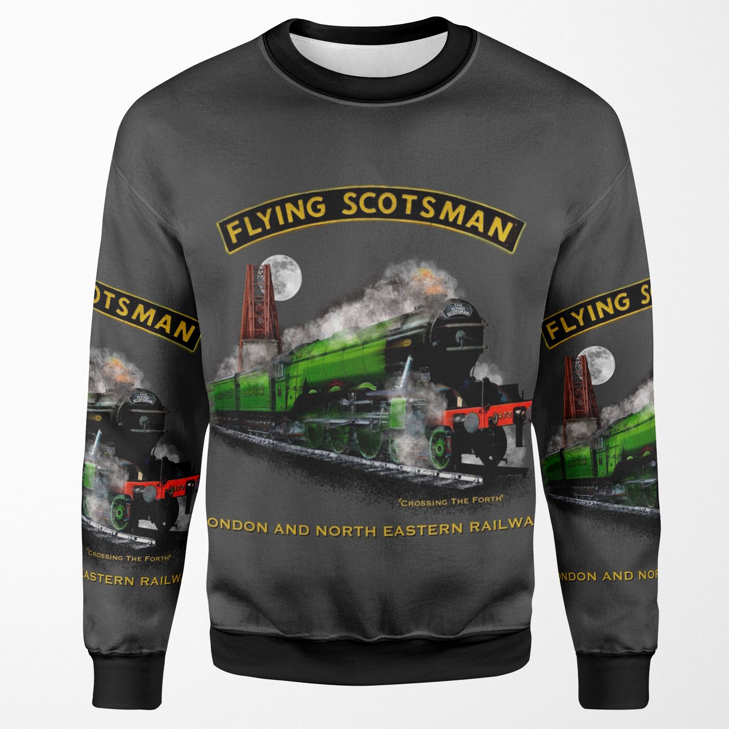 The Legendary Flying Scotsman Over The Forth Steam Train By Motormaniac All-over-print Unisex Sweatshirt