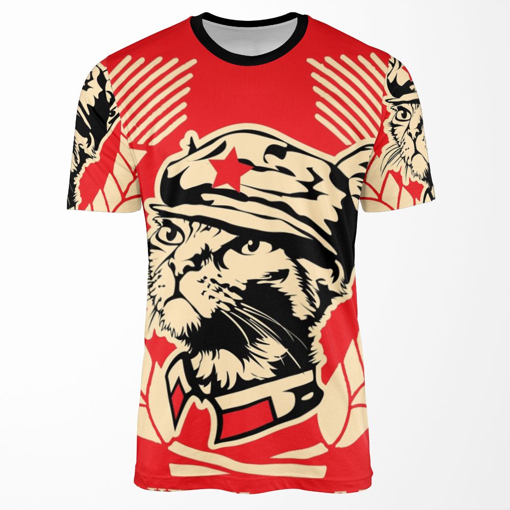 The Mini Kitty Commune Flag All-over-print T-shirt