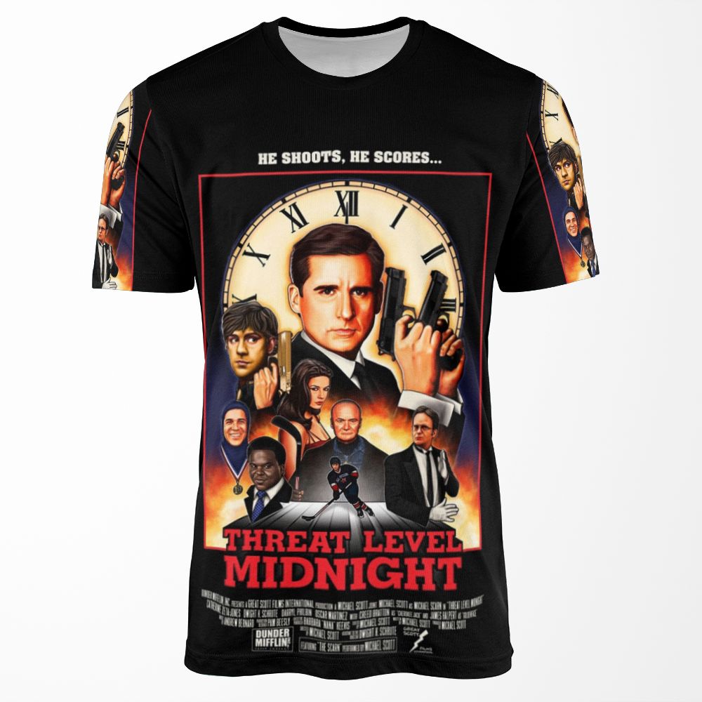 Threat Level Midnight All-over-print T-shirt