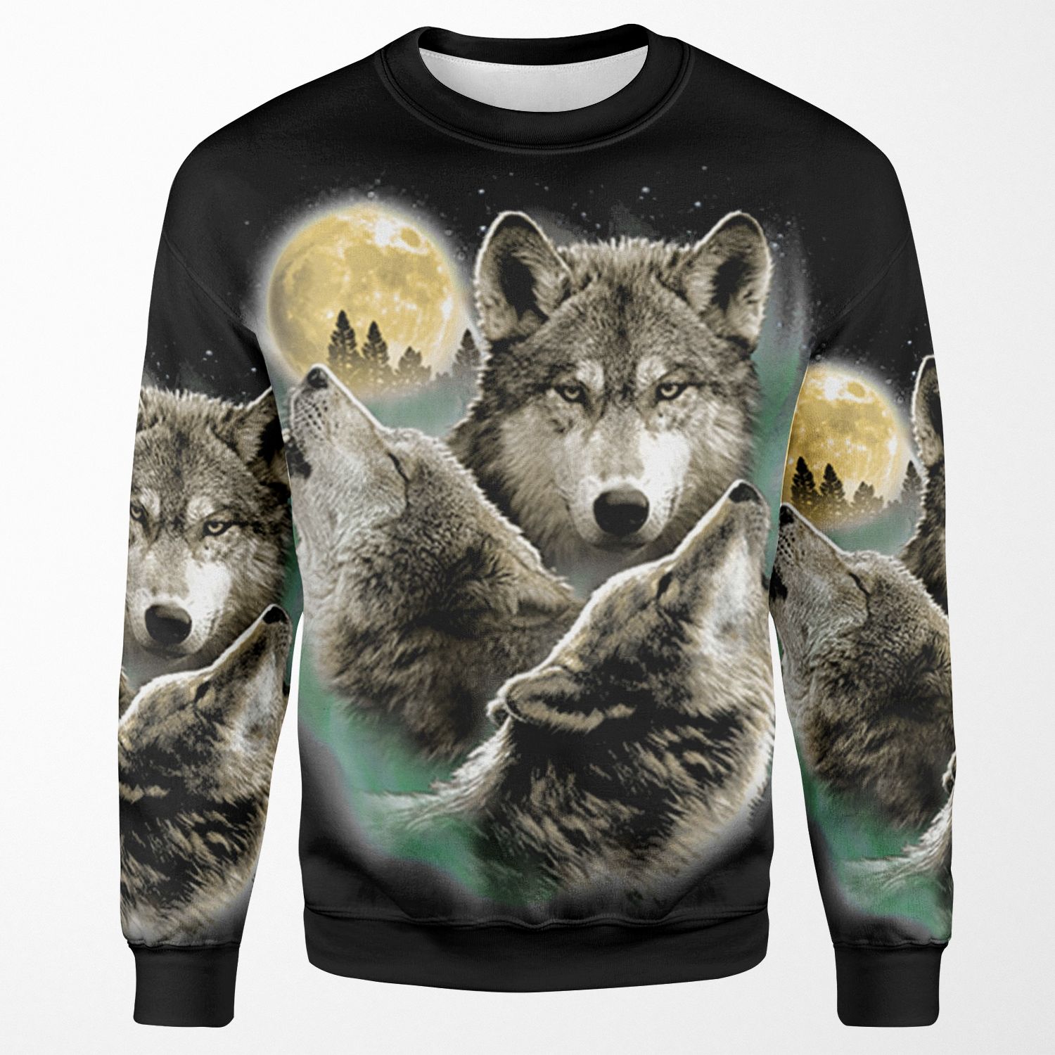 Three Wolves Howling In Moonlight All-over-print Unisex Sweatshirt
