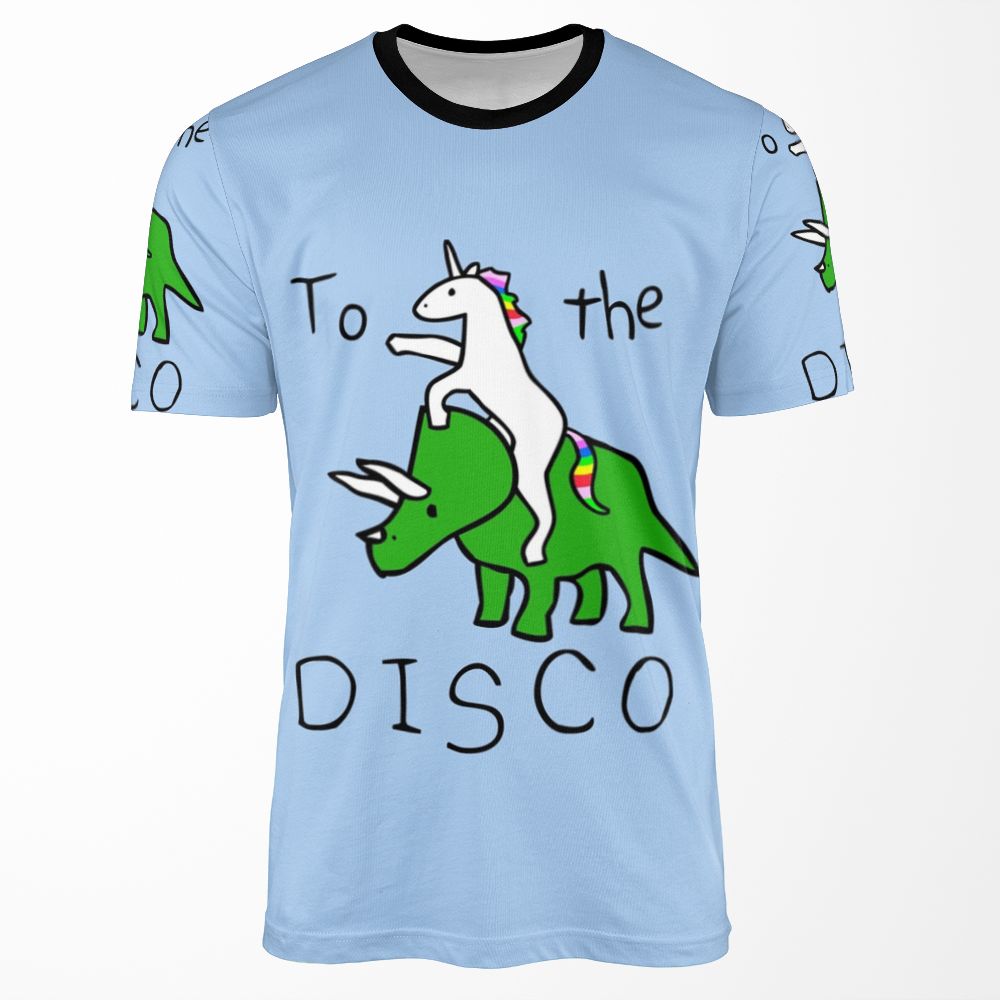 To The Disco Unicorn Riding Triceratops All-over-print T-shirt
