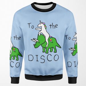 To The Disco Unicorn Riding Triceratops All-over-print Unisex Sweatshirt