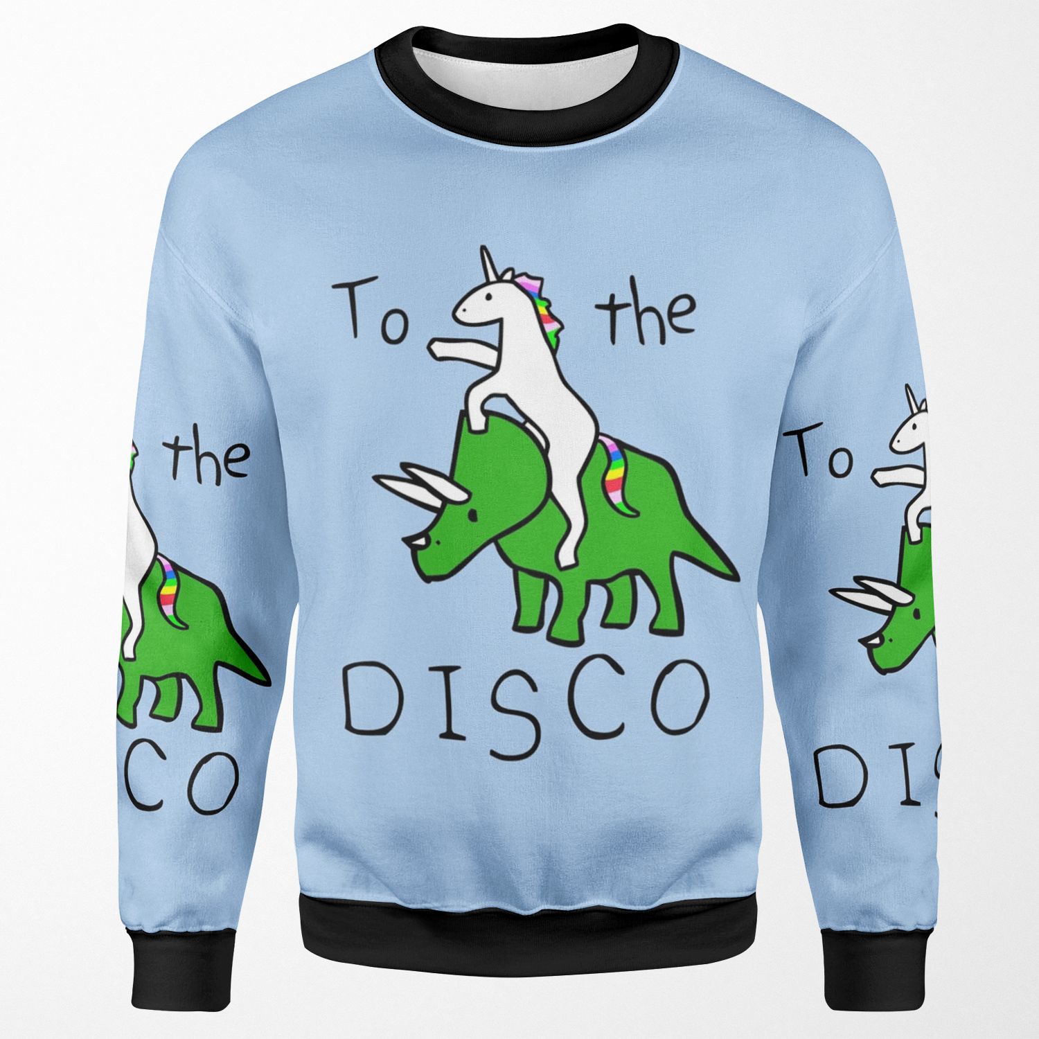 To The Disco Unicorn Riding Triceratops All-over-print Unisex Sweatshirt