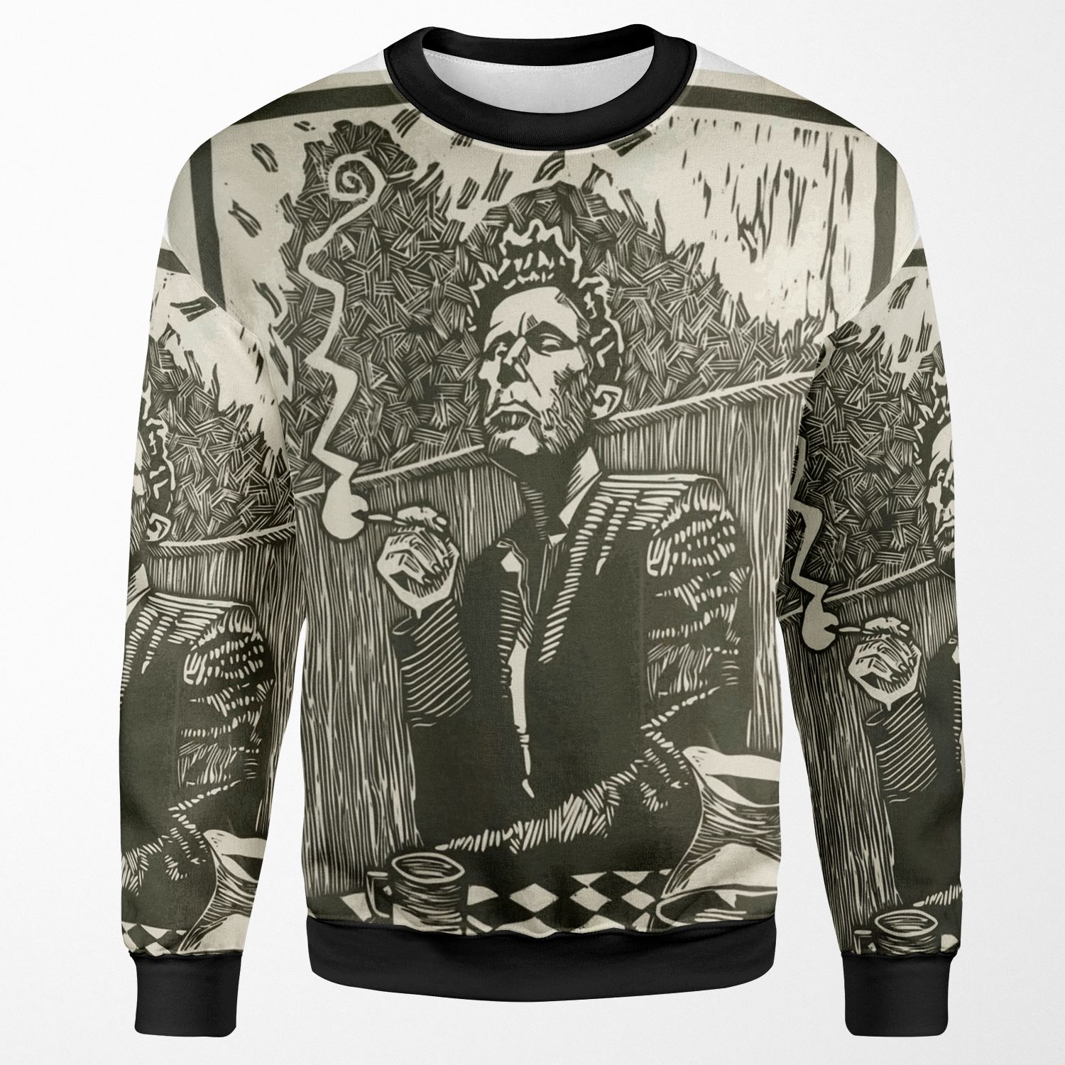 Tom Waits Smoking A Cigarette Graphite Artwork All-over-print Unisex Sweatshirt
