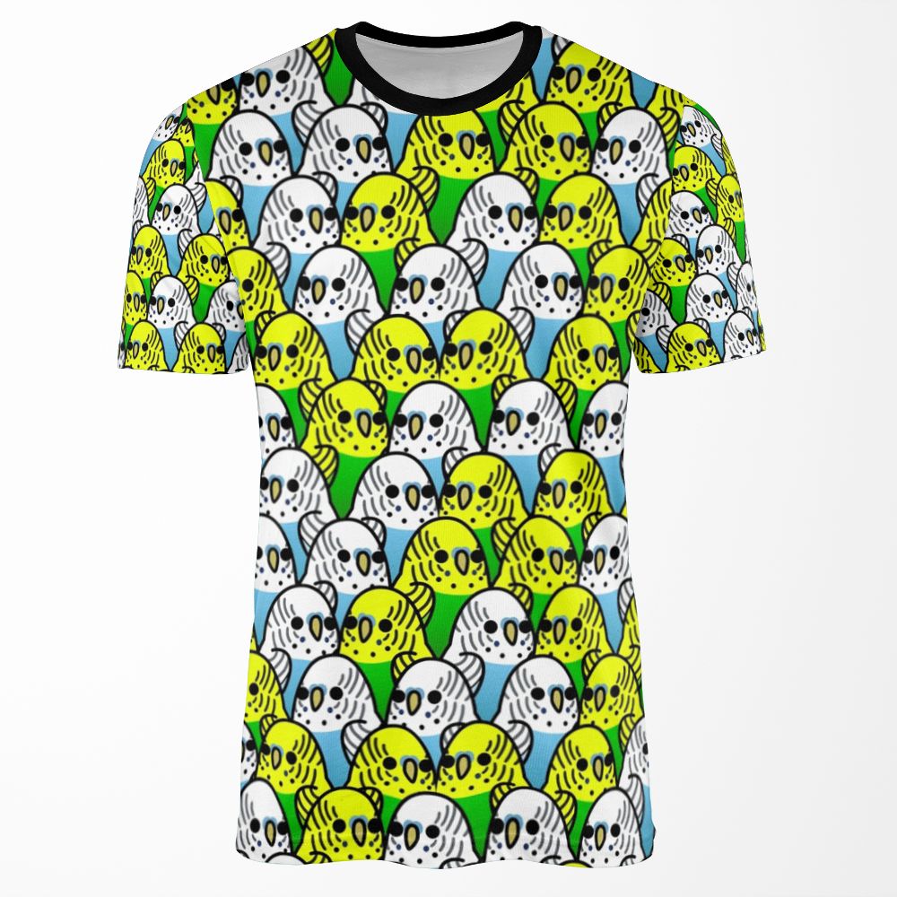 Too Many Birds Budgie Squad 1 All-over-print T-shirt