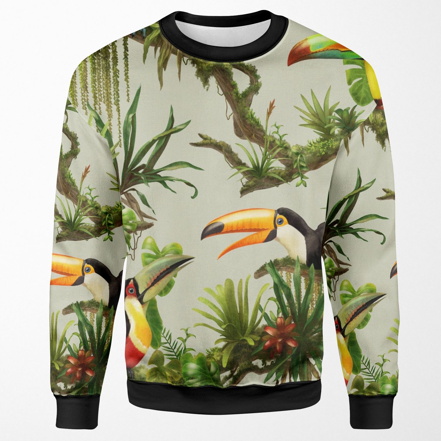 Toucans And Bromeliads Canvas Background All-over-print Unisex Sweatshirt