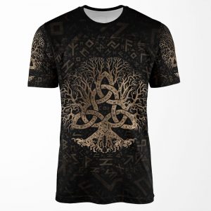 Tree Of Life With Triquetra On Futhark Pattern All-over-print T-shirt