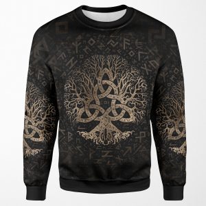 Tree Of Life With Triquetra On Futhark Pattern All-over-print Unisex Sweatshirt