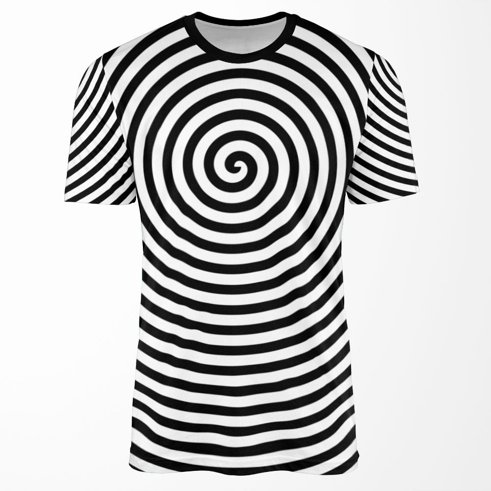 Trippy Spiral Black And White All-over-print T-shirt