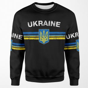 Ukrainian Flag Shirt Ukrainian Emblem And Ukraine Flag Shirt All-over-print Unisex Sweatshirt