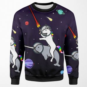 Unicorn Riding Narwhal In Space All-over-print Unisex Sweatshirt