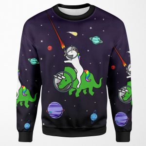 Unicorn Riding Triceratops In Space All-over-print Unisex Sweatshirt