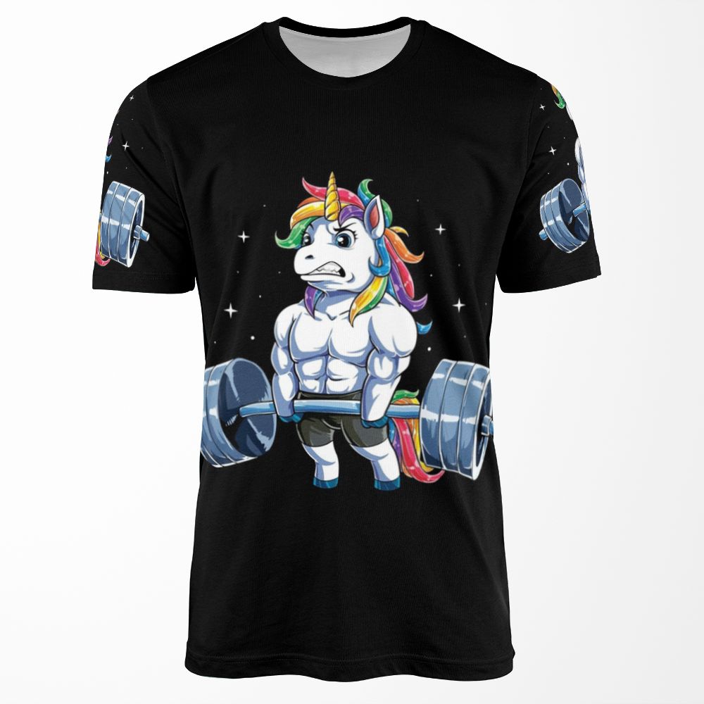 Unicorn Weightliftingfitness Gym Deadlift Rainbow Gifts Party Men Women All-over-print T-shirt