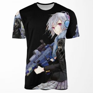 Unisex Anime Girl With Gun All-over-print T-shirt
