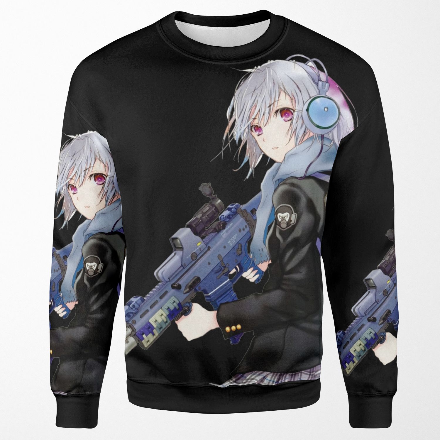 Unisex Anime Girl With Gun All-over-print Unisex Sweatshirt
