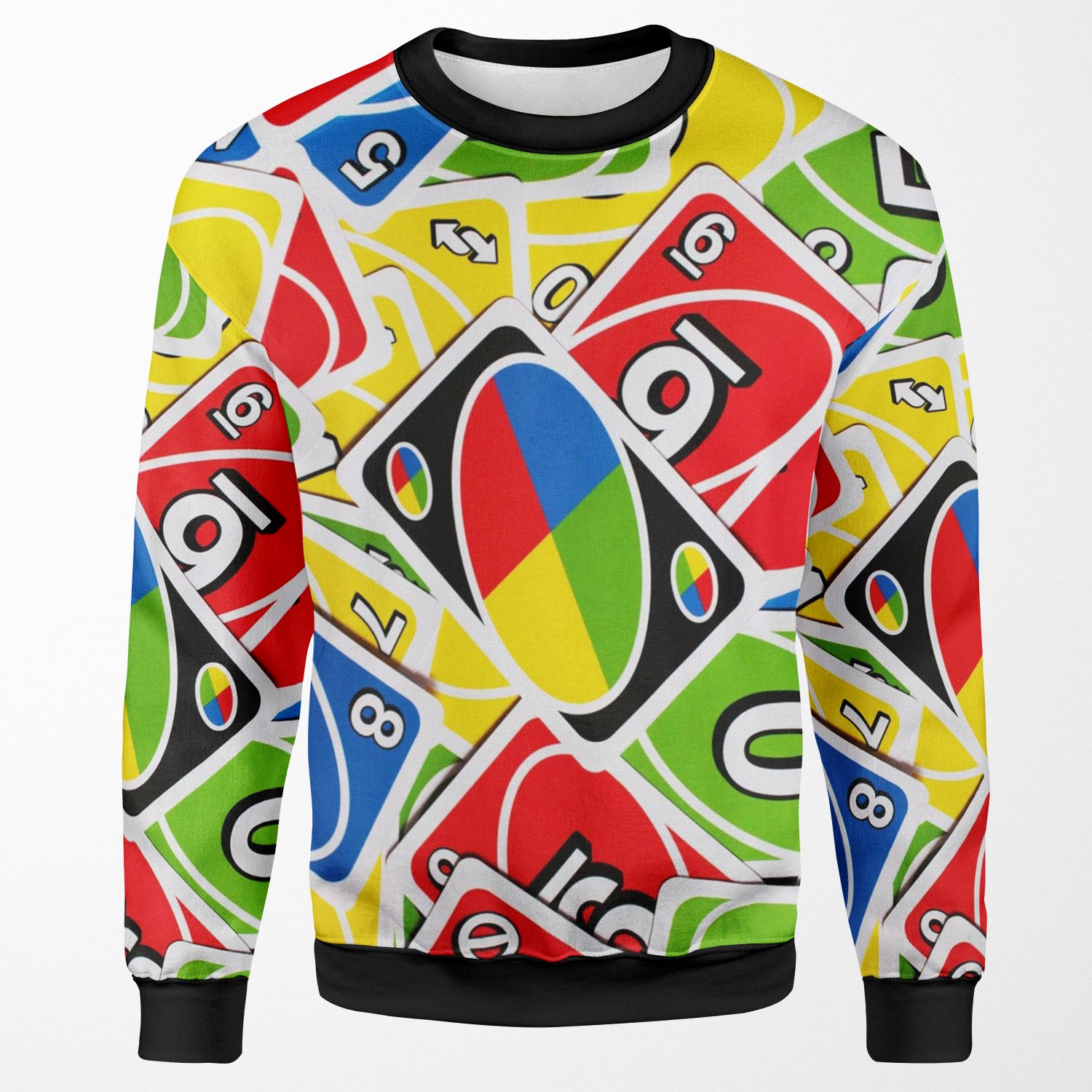 Uno Colorful Playing Cards Pattern All-over-print Unisex Sweatshirt