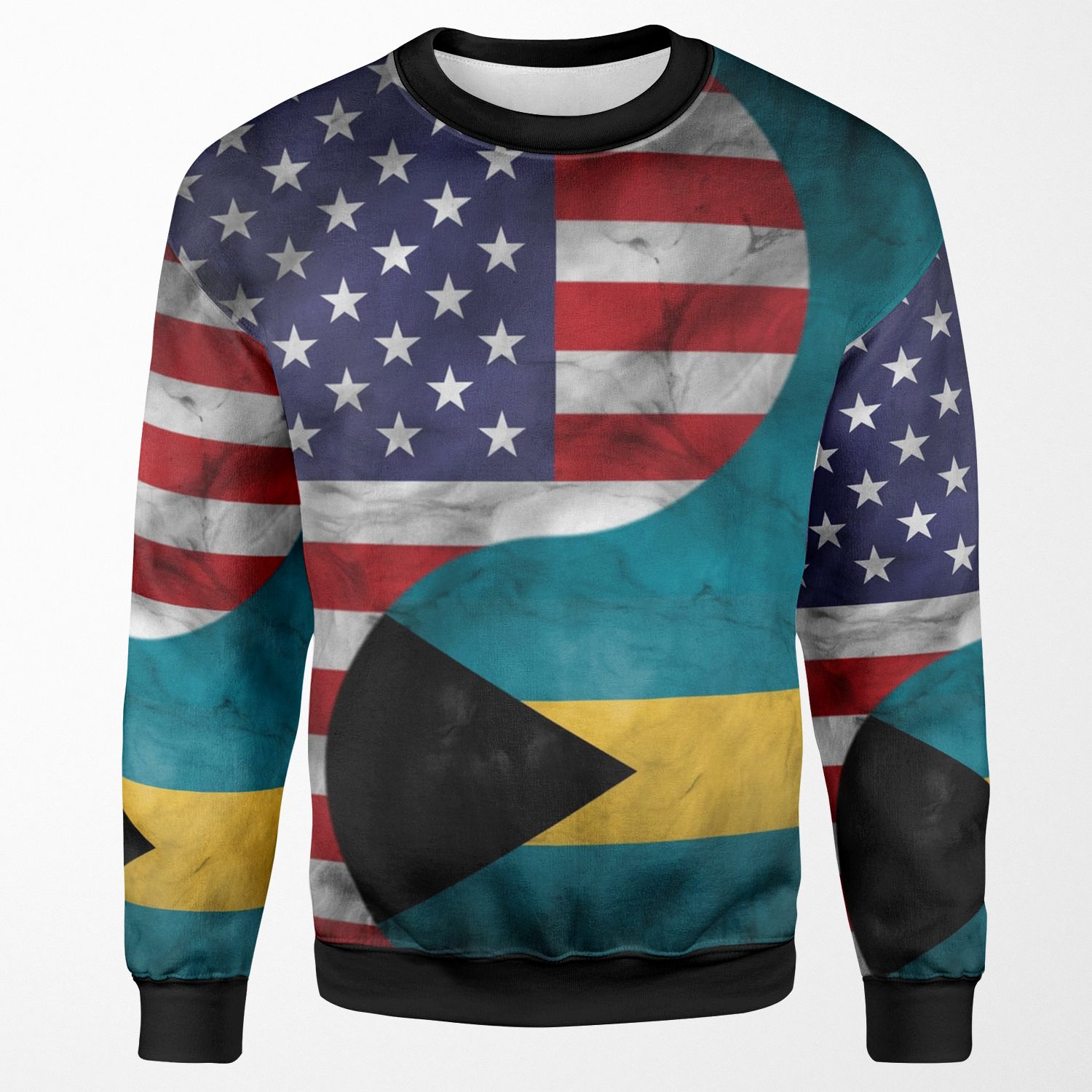 Usa And Bahamas Dual Flag Yin Yang Combination All-over-print Unisex Sweatshirt