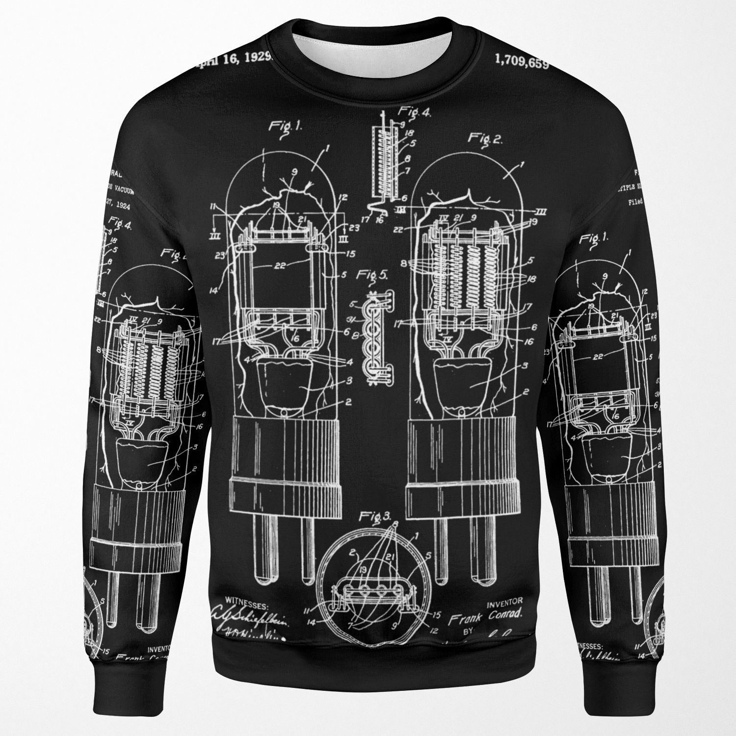 Vacuum Tube Patent 1924 All-over-print Unisex Sweatshirt
