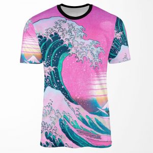 Vaporwave Aesthetic Great Wave Off Kanagawa Retro Sunset All-over-print T-shirt