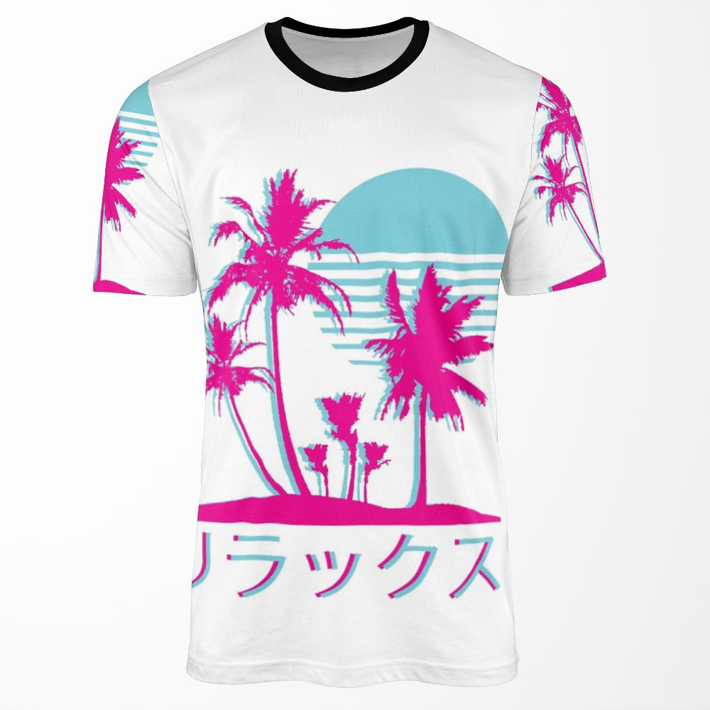 Vaporwave Aesthetic Neon Palms All-over-print T-shirt