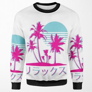Vaporwave Aesthetic Neon Palms All-over-print Unisex Sweatshirt