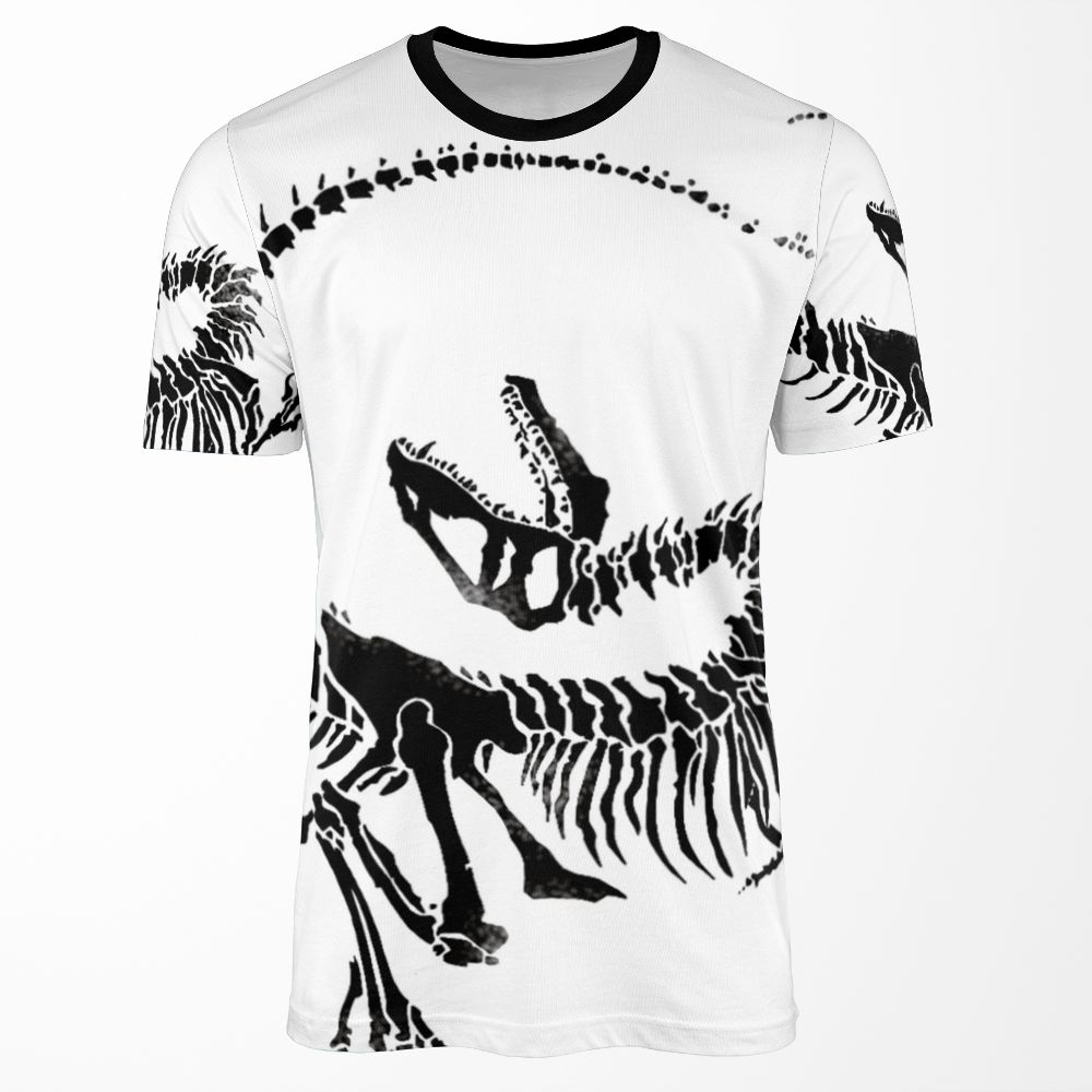 Velociraptor Skeleton Print All-over-print T-shirt