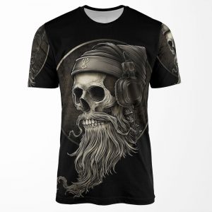 Viking Vintage Skull Beard With Headphone All-over-print T-shirt