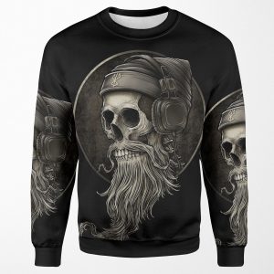 Viking Vintage Skull Beard With Headphone All-over-print Unisex Sweatshirt