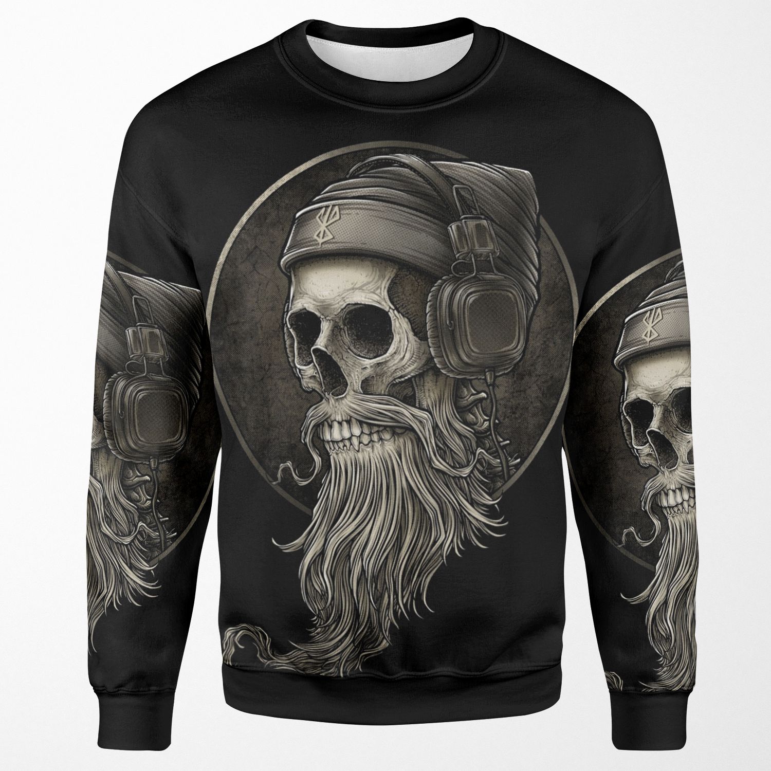 Viking Vintage Skull Beard With Headphone All-over-print Unisex Sweatshirt