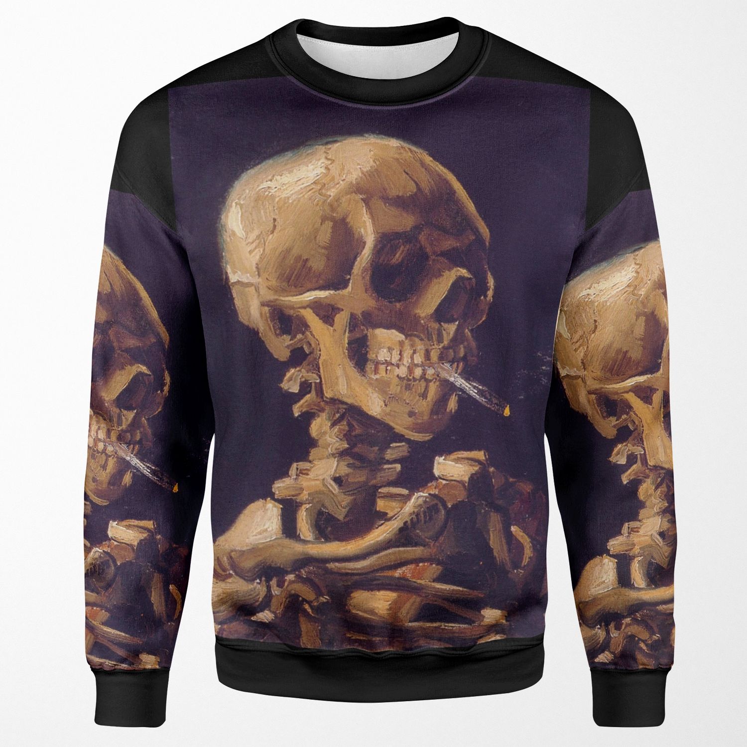 Vincent Van Gogh S Skull With A Burning Cigarette All-over-print Unisex Sweatshirt