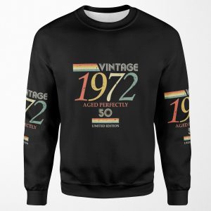 Vintage 1972 50Th Birthday Aged Perfectly Gift All-over-print Unisex Sweatshirt