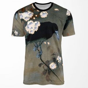 Vintage Japanese Crow And Blossom Woodblock Print All-over-print T-shirt