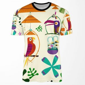 Vintage Modern Tiki Birds All-over-print T-shirt