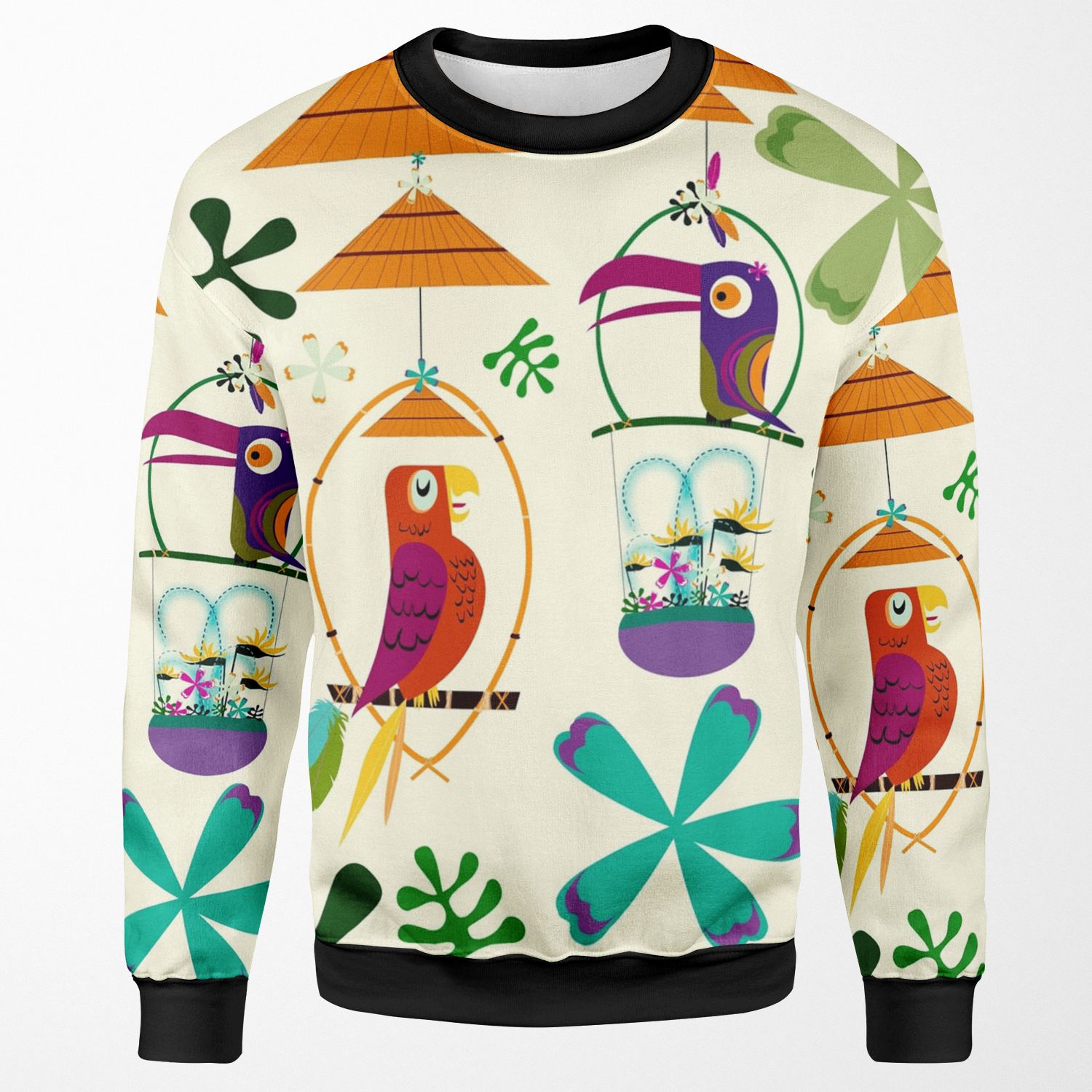 Vintage Modern Tiki Birds All-over-print Unisex Sweatshirt