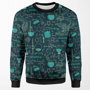 Vintage Seamless Pattern Old Chemistry Laboratory With Microscope Tubes And Formulas All-over-print Unisex Sweatshirt
