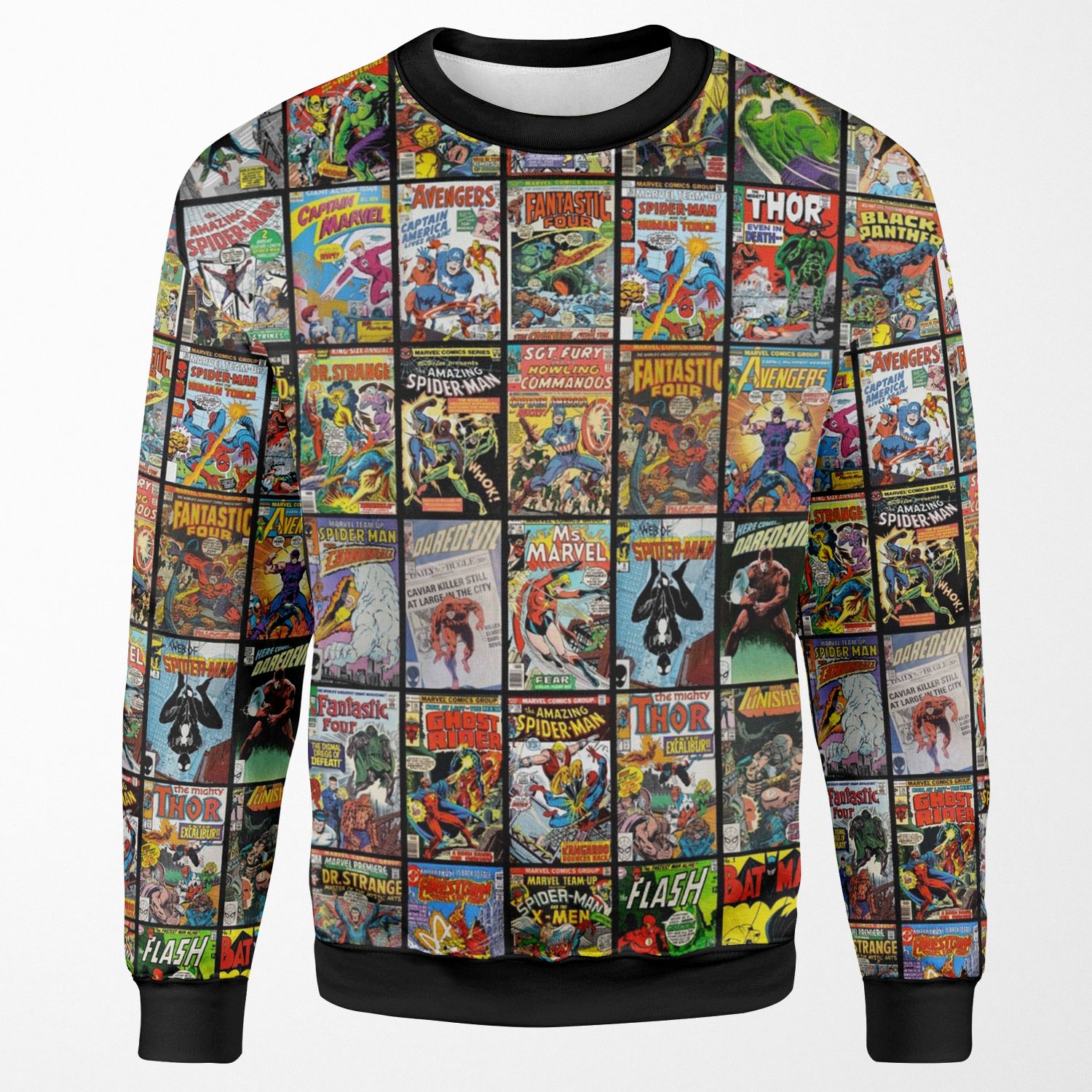 Vintage Superhero Comic Book Collection Pattern Face Mask All-over-print Unisex Sweatshirt