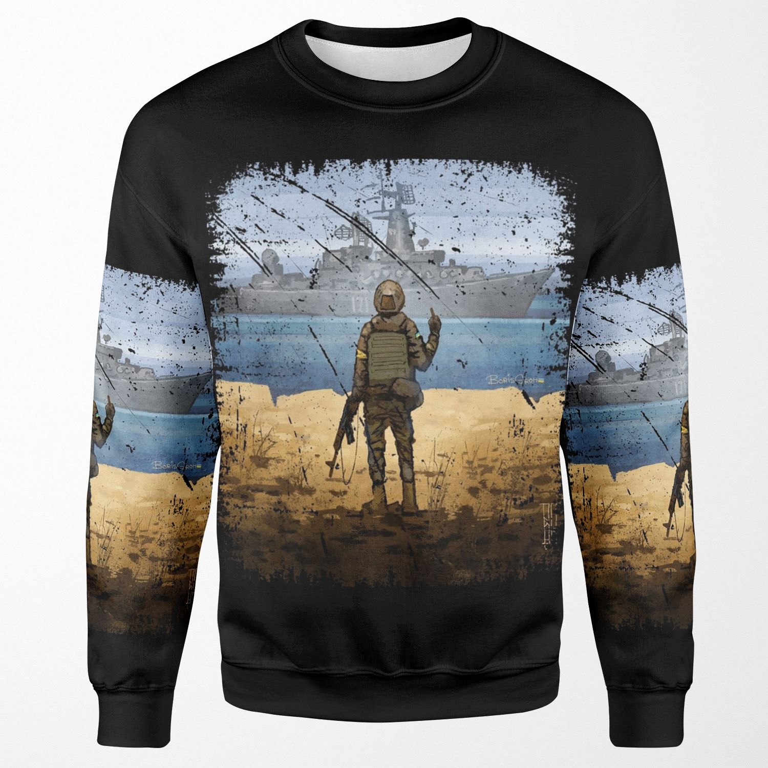 Vintage Ukraine Postage Stamp Flag Pride All-over-print Unisex Sweatshirt