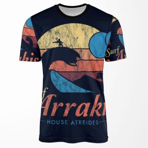Visit Arrakis Vintage Distressed Surf Dune Sci Fi All-over-print T-shirt