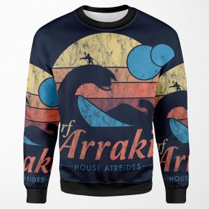Visit Arrakis Vintage Distressed Surf Dune Sci Fi All-over-print Unisex Sweatshirt
