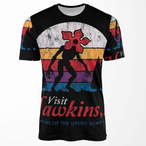 Visit Hawkins Vintage Distressed Demogorgon Stranger Things All-over-print T-shirt