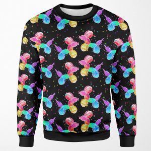 Watercolor Balloon Dogs On Black All-over-print Unisex Sweatshirt