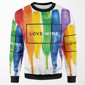 Watercolor Lgbt Love Wins Rainbow Paint Typographic All-over-print Unisex Sweatshirt