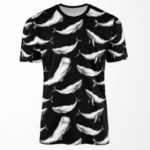 Whales In Black All-over-print T-shirt