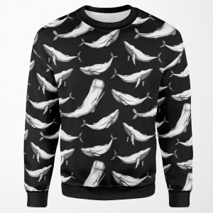 Whales In Black All-over-print Unisex Sweatshirt