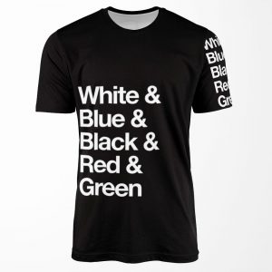 White And Blue And Black And Red And Green Reversed All-over-print T-shirt