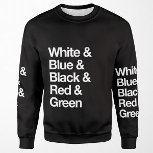 White And Blue And Black And Red And Green Reversed All-over-print Unisex Sweatshirt